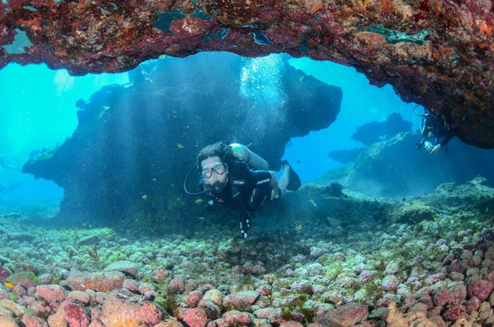 Explore vibrant marine life and cave diving in Pernambuco's clear blue waters.
